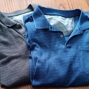 Men's Blue and Grey Polo Shirts L